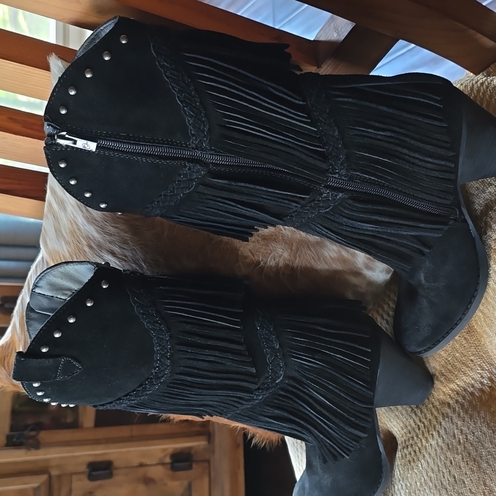 EUC Reba Fringe Leather Suede Boots - Picture 3 of 16